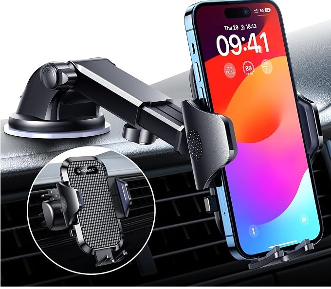 VANMASS Car Phone Holder 2026 BEST【85+ lbs Strongest Suction & Vent Clip】 True Military-Grade Patent Universal Mobile Vehicle Mount Dashboard Windscreen Van Cradle for 18 Pro Max 17 16 15 14 Samsung